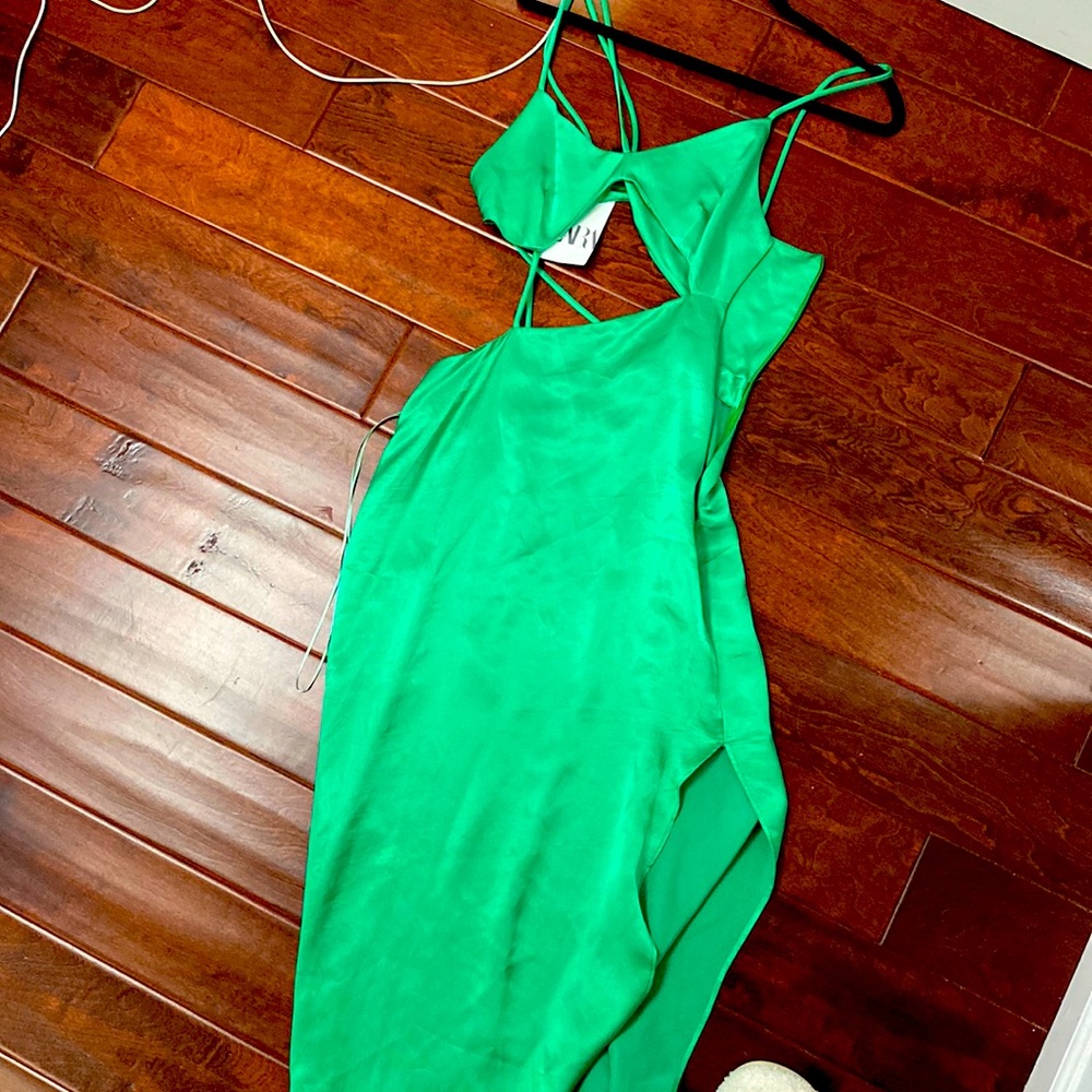 Green Zara MIDI Dress